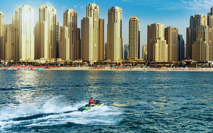 jet skiing at Jumeirah Beach